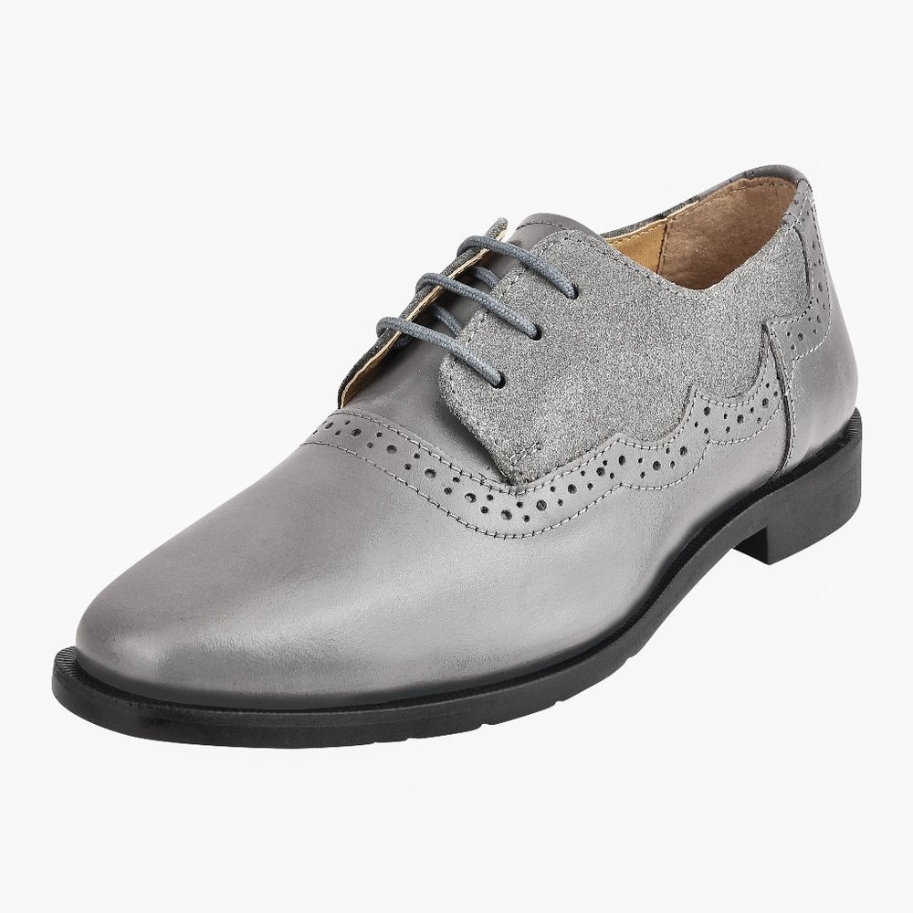 Amy Gray Leather/Suede Oxford Style Kids Dress Shoes